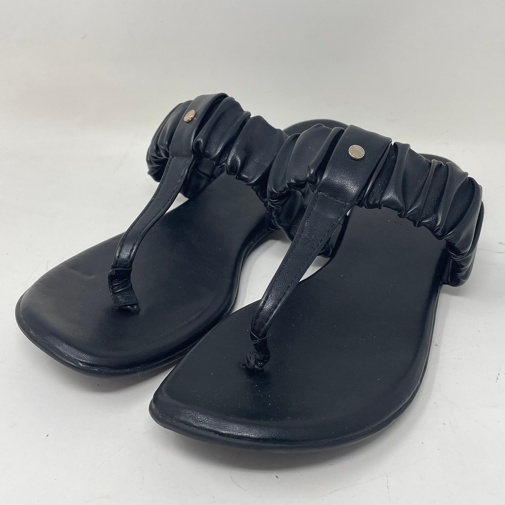 Aerosoles‎ Womens Black Ruched Scrunched Thong Sandals Flat Flip Flops Size 10